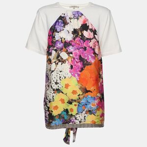 Etro Cream/multicolor Cotton And Printed Silk T-Shirt M